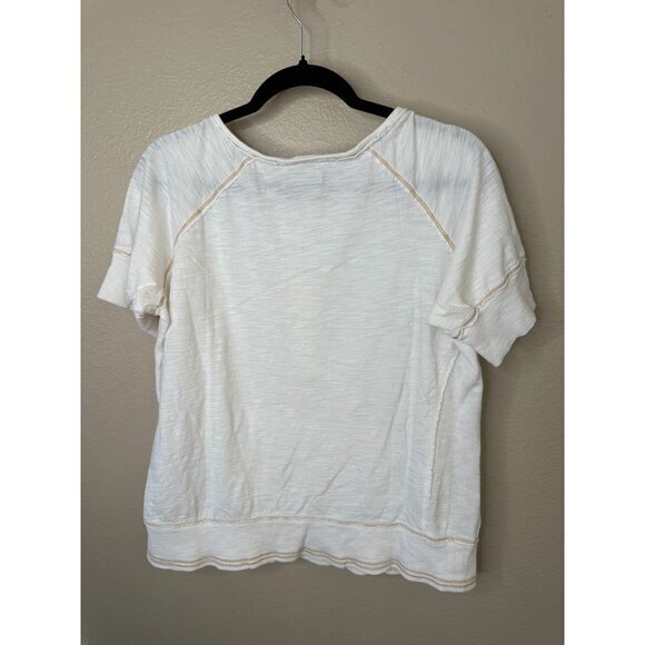 One Step Up Womens White‎ Blouse 2X short sleeve round neck button up cotton - Picture 6 of 7